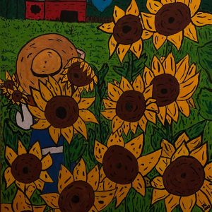 Vendita online opera dal titolo “Campo di Girasoli” realizzata dall'artista contemporaneo Domenico Carraturo (Domcarry_art)