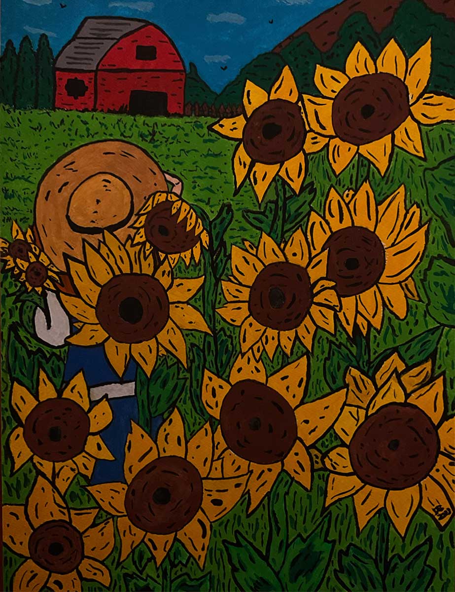 Campo_Girasoli-Domenico_Carraturo Vendita online opera dal titolo “Campo di Girasoli” realizzata dall'artista contemporaneo Domenico Carraturo (Domcarry_art)