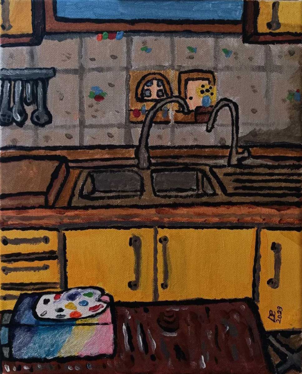 Cucina-Domenico_Carraturo Vendita online opera dal titolo “Cucina” realizzata dall'artista contemporaneo Domenico Carraturo (Domcarry_art)