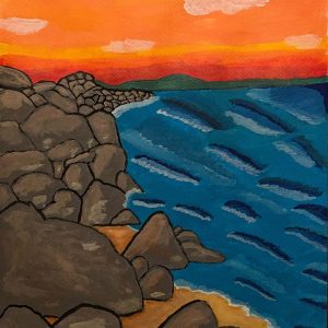 Vendita online opera dal titolo “Sunset Sea” realizzata dall'artista contemporaneo Domenico Carraturo (Domcarry_art)